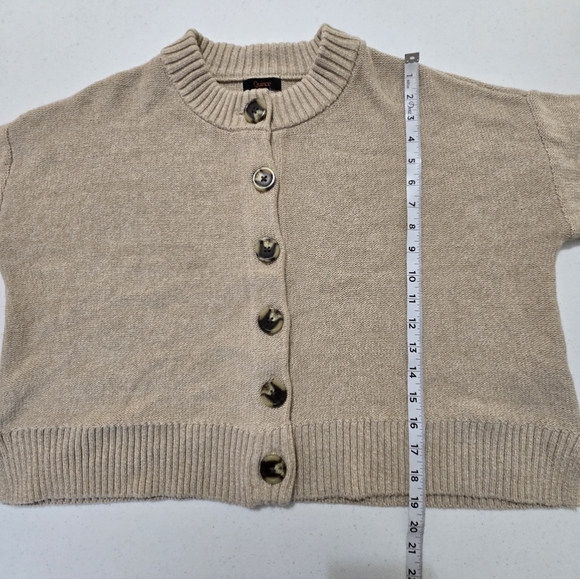 Quince 100% Organic Cotton Cropped Cardigan Cement Marl Women's Medium - Picture 6 of 11